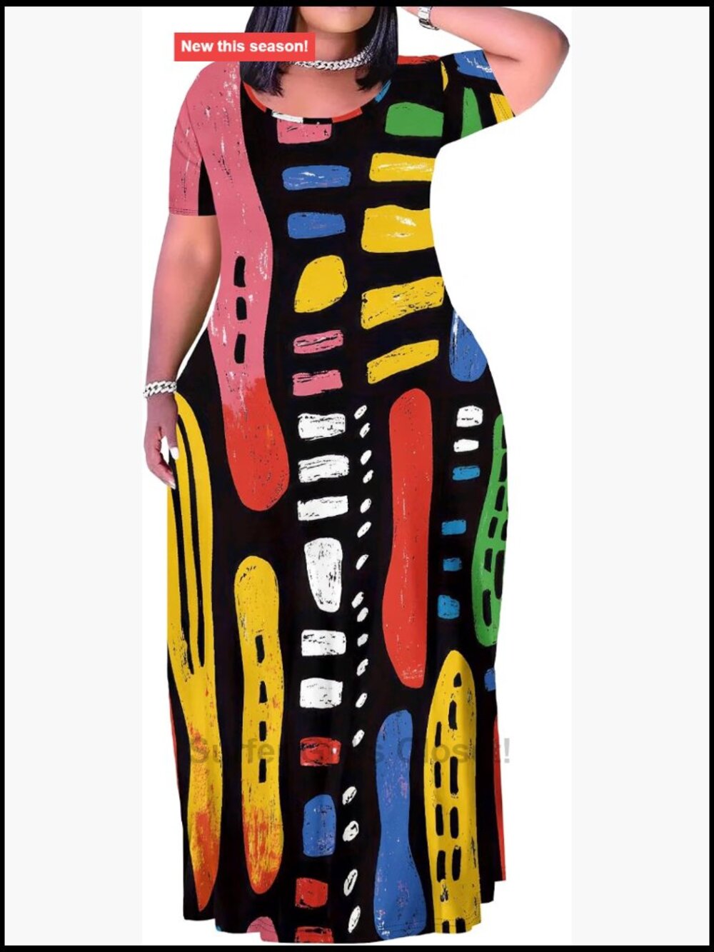 Plus Size Maxi Dress with Pockets Short Sleeve Bodycon
